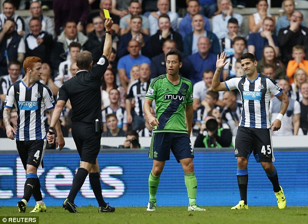 Aleksandar Mitrovic made an explosive start to his Newcastle debut booked 11 seconds after coming