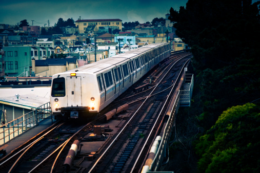 BART Train on Elevated Track