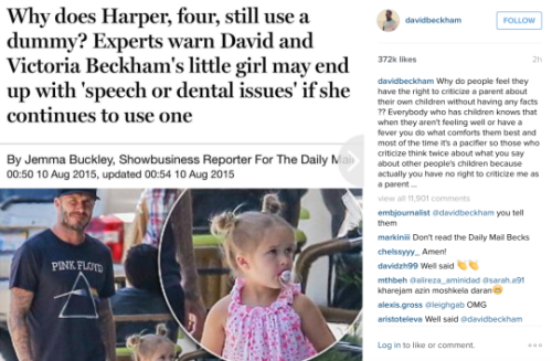 Should Harper Beckham still be using a dummy at four years old?