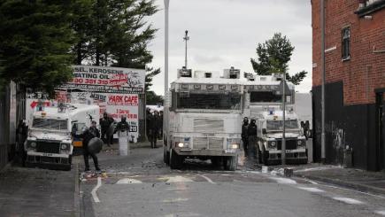 Water cannon were deployed by police