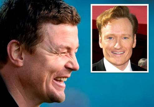 Brian O'Driscoll. Inset Conan O'Brien