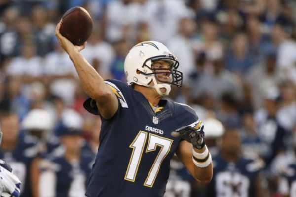 San Diego Chargers quarterback Philip Rivers throws against