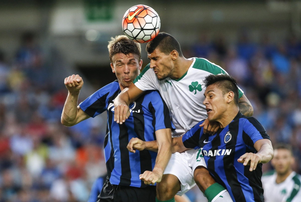 Club Brugge's Brandon Mechele left in action during their Champions League third qualifyier against Panathinaikos in Brugge