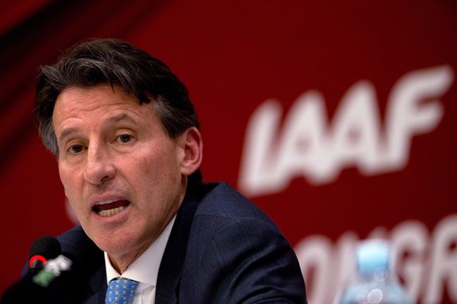 Newly elected International Association of Athletics Federations President Sebastian Coe speaks during a press briefing at the IAAF Congress at the National Convention Center in Beijing Wednesday Aug. 19 2015. THE CANADIAN PRESS  AP Andy Wong