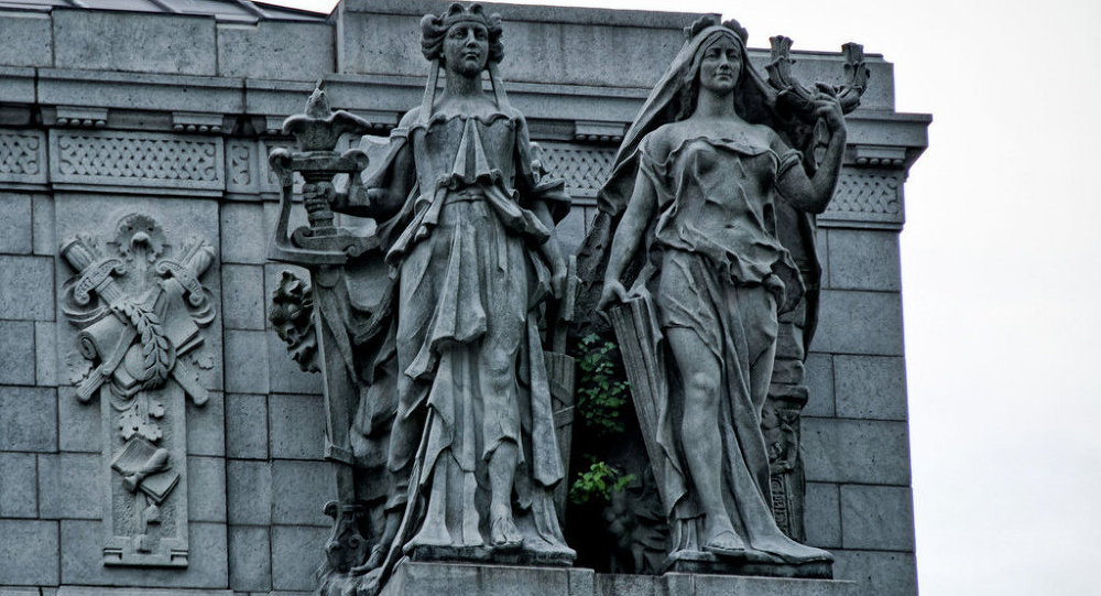 Justice and History on the Connecticut State Library & Supreme Court Building Hartford Connecticut