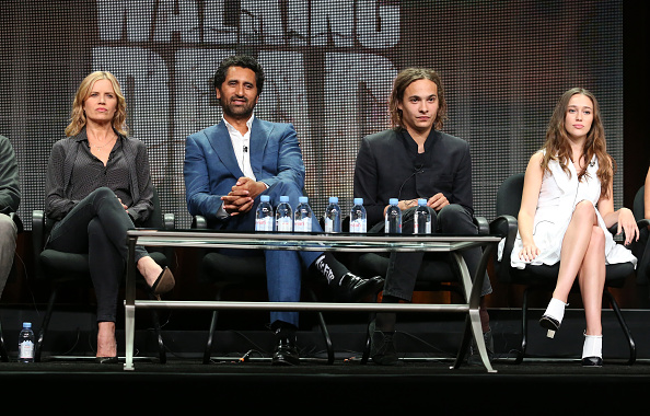 Actors Kim Dickens Cliff Curtis Frank Dillane and Alycia Debnam Carey speak onstage during the'Fear the Walking Dead press-con