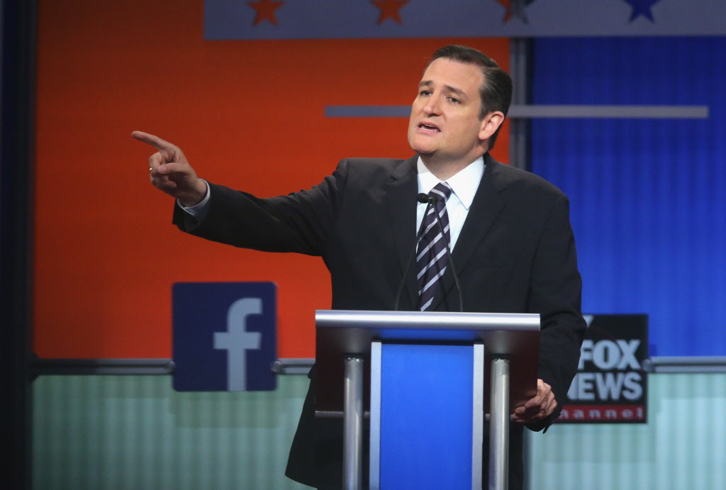 CLEVELAND OH AUGUST 06 Republican presidential candidate Sen. Ted Cruz fields a question during the first Republican presidential debate hosted by Fox News and Facebook at the Quicken Loans Arena