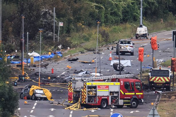 General views of the Shoreham air crash on the A27 in Sussex