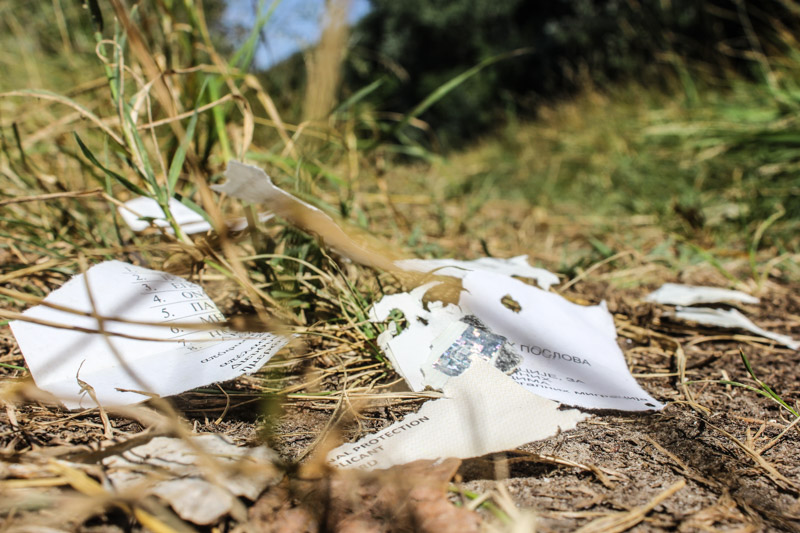 Discarded ID papers on Serbia Hungary border