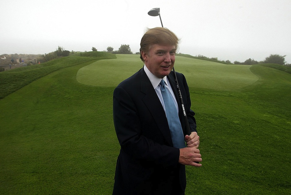 Republican primary candidate Donald Trump on the links