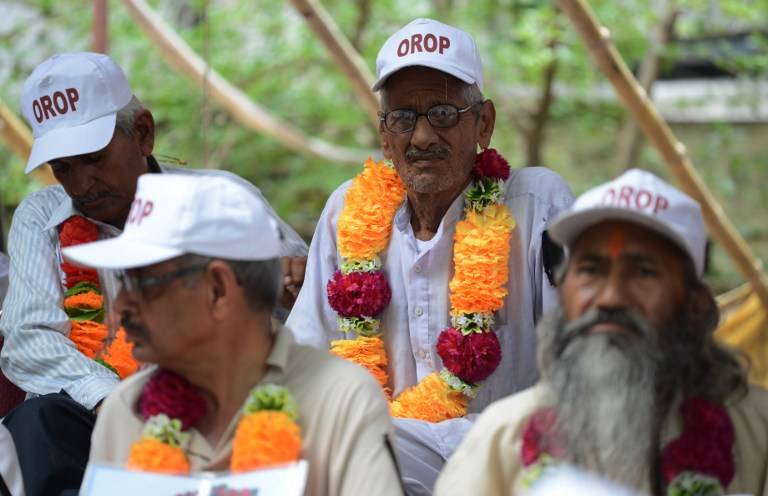 Ex-servicemen on protest at Jantar Mantar