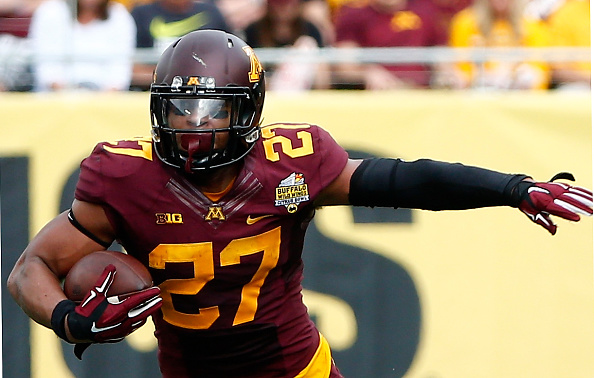 ORLANDO FL- JANUARY 01 David Cobb #27 of the Minnesota Golden Gophers runs for yardage during the Buffalo Wild Wings Citrus Bowl against the Missouri Tigers at the Florida Citrus Bowl