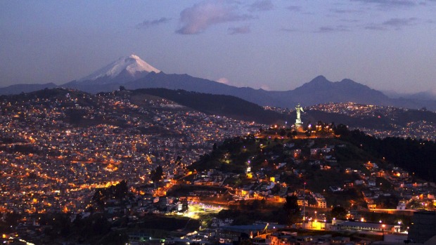 The Cotopaxi volcano is seen near Quito Ecuador which sent two ash eruptions into the air