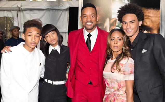 The couple with their kids Jaden Smith and Willow Smith, and his son Trey Smith