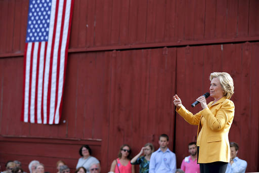 Democratic presidential candidate Hillary Clinton speaks during a campaign stop at Beech Hill Farm in Hopkinton N.H