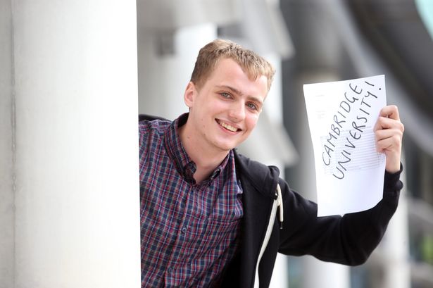 Homeless student Jacob Lewis 22 from Cardiff has just been offered a place at Cambridge University after getting four A*s