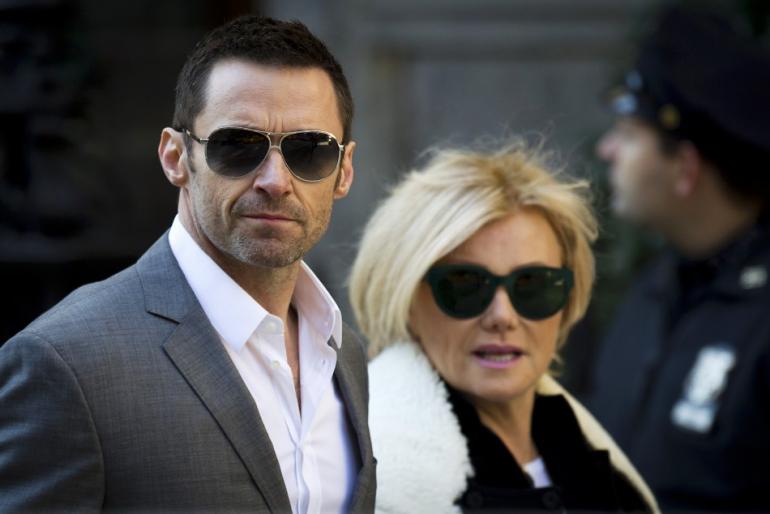 Actor Hugh Jackman and wife Deborra Lee Furness arrives at St. Ignatius Loyola church