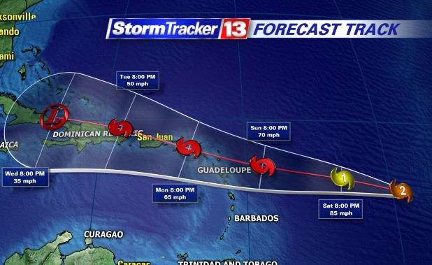 Danny has maximum sustained winds of 85 mph but the storm is expected to weaken