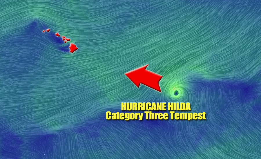 HILDA IS IN THE NEIGHBORHOOD Still a Category Two storm Hilkda will soon be a Category 3 monster...rumbling toward Hawaii. Click to enlarge