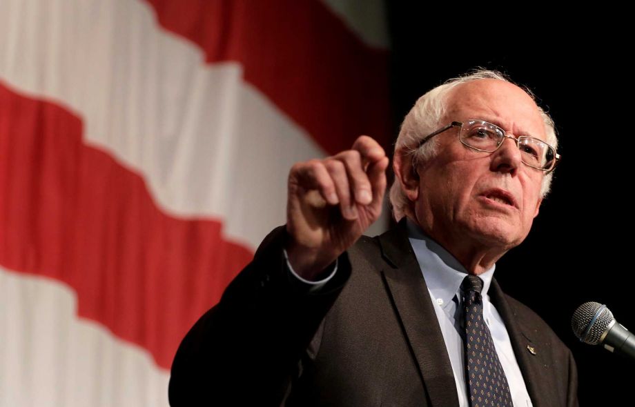 Democratic presidential candidate Sen Bernie Sanders IVt speaks at the at the Iowa Democratic Wing Ding at the Surf Ballroom in Clear Lake Iowa The Vermont senator sought to broaden his appeal with black