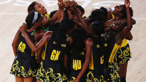 Jamaica celebrate after winning the bronze medal match at the Commonwealth Games