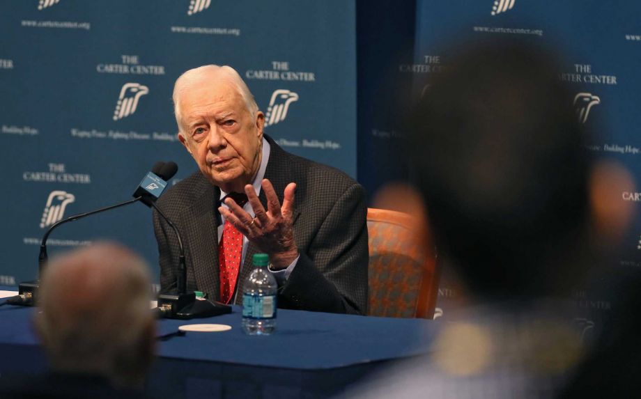 Former president Jimmy Carter teaches Sunday School class at Maranatha Baptist Church in his Georgia hometown