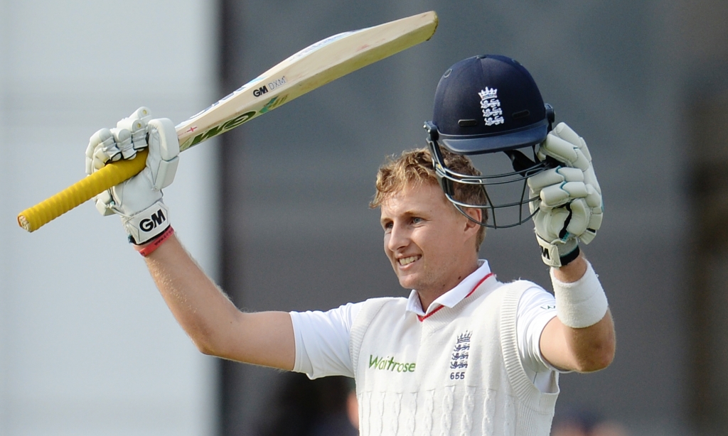 Joe Root celebrates his eighth test century during the fourth Ashes test at Trent Bridge