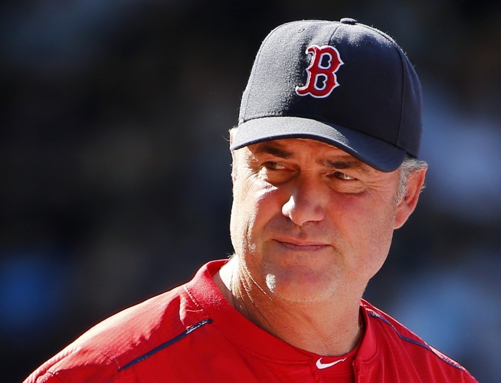 Boston Red Sox manager John Farrell during the eighth inning of a baseball game against the Tampa Bay Rays at Fenway Park in Boston