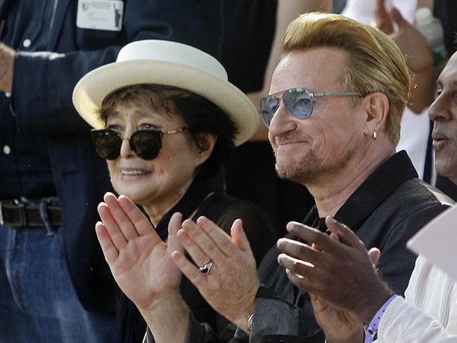 Pics: Bono and The Edge appear with Yoko Ono in New York and claim John Lennon