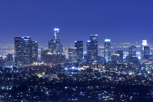 Los Angeles city skyline  Bigstock