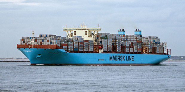 World’s largest container ship Marstal Maersk crosses New Suez Canal