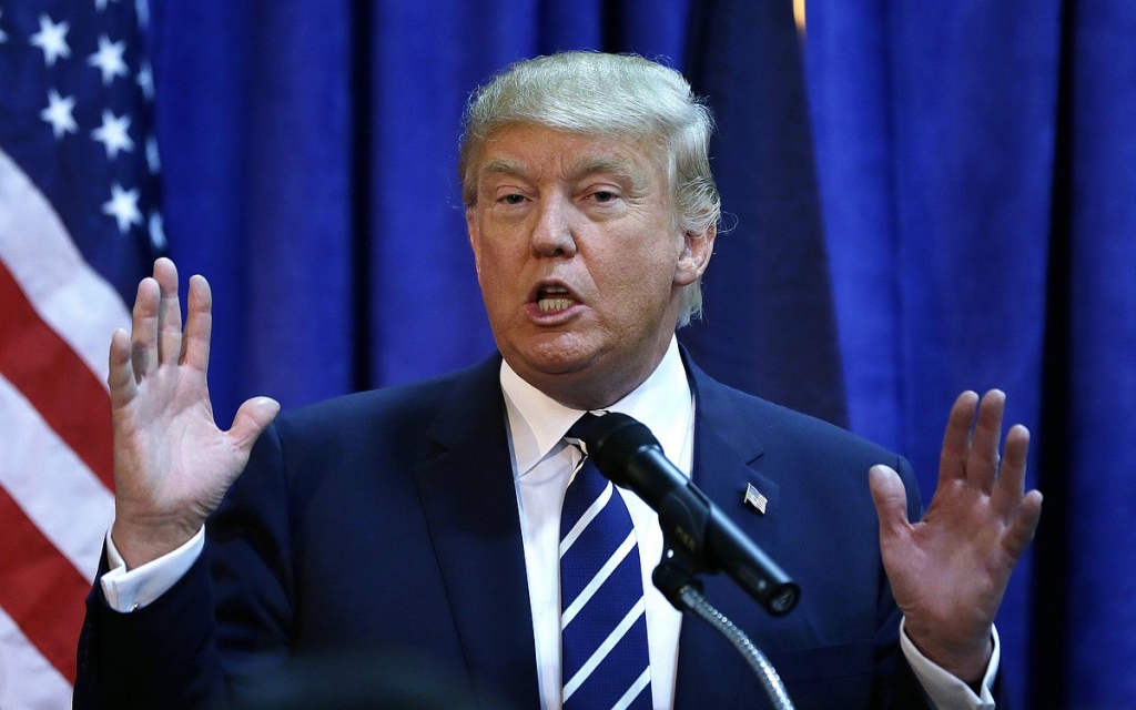 Republican presidential candidate Donald Trump meets the media before addressing a GOP fundraising event Tuesday Aug. 11 2015 in Birch Run Mich. Trump attended the Lincoln Day Dinner of the Genesee and Saginaw county Republican parties. (AP