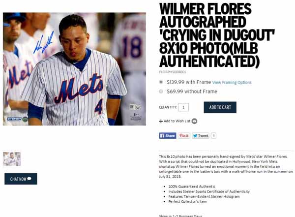 Wilmer Flores signed crying picture is now for sale