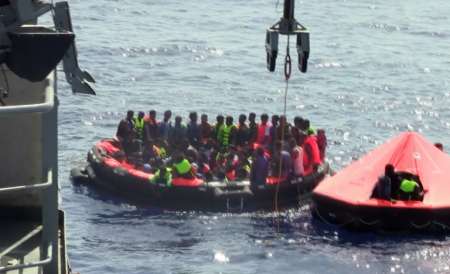 A video grab from handout footage released by the Irish Defence Forces and recorded aboard Irish Naval Service patrol vessel Le Niamh