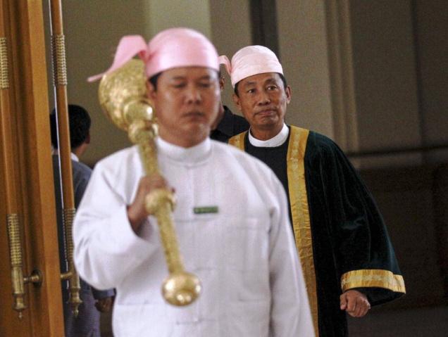 Shwe Mann Speaker of Myanmar's Lower House of Parliament attends a Parliament in Naypyitaw Myanmar on Tuesday