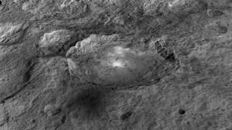 Mysterious bright spots on a pyramid shaped mountain on Ceres are not ice.

 0