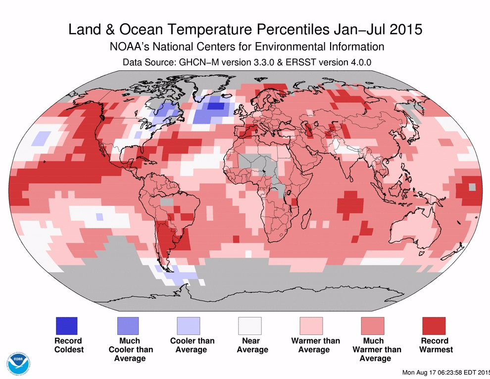 Land and ocean temperature