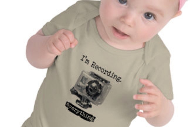 Baby in t-shirt- with logo'I'm recording everything