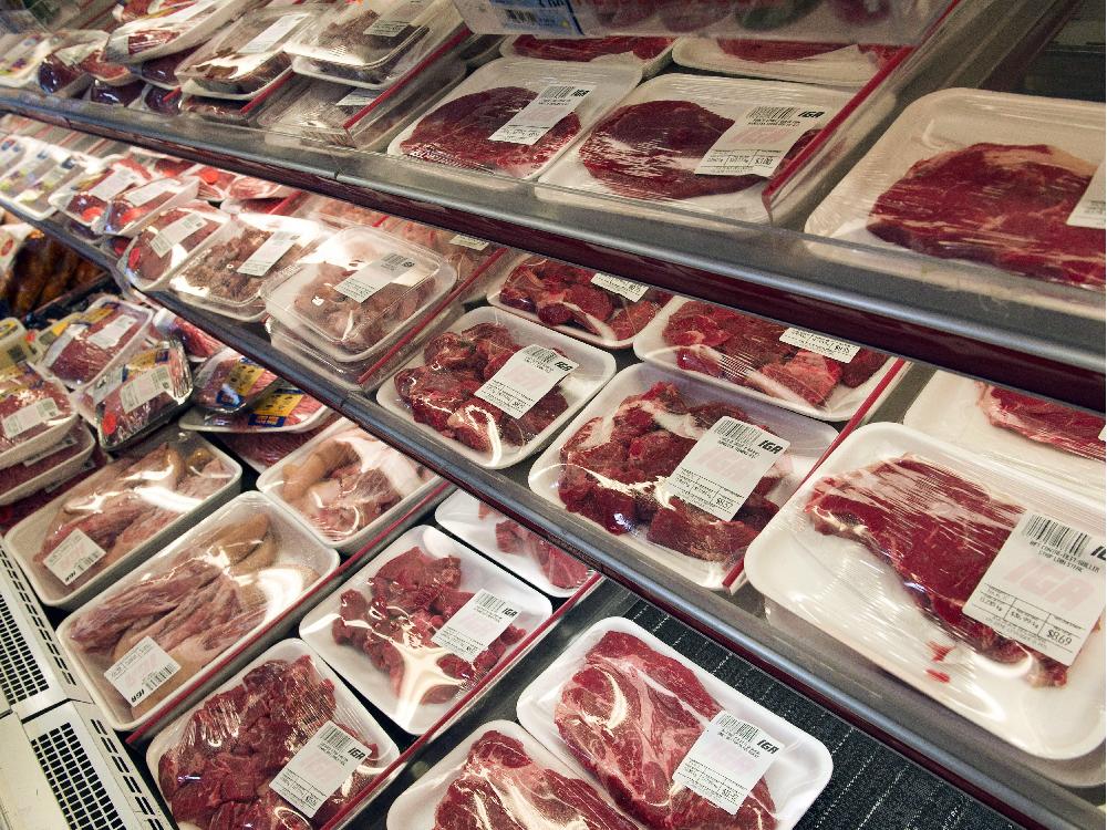 Packaged meat is seen at a grocery store in Montreal