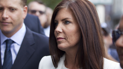 Pennsylvania Attorney General Kathleen Kane arrives at the Montgomery County detective bureau in Norristown Pa. Aug. 8 2015