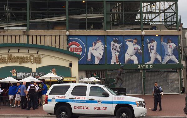 Police evacuated Wrigley Field Sunday