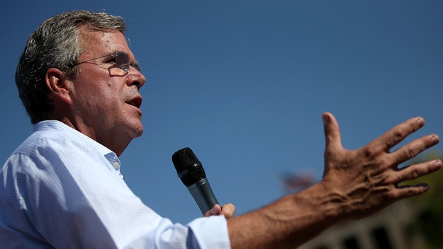 Republican presidential candidate former Florida Gov. Jeb Bush speaks at the Iowa State Fair in Des Moines Iowa