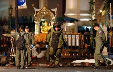 The shrine is located at Rajprasong intersection the center of many contentious political demonstrations in recent years