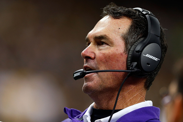 NEW ORLEANS LA- SEPTEMBER 21 Head coach Mike Zimmer of the Minnesota Vikings watches action during the third quarter of a game against the New Orleans Saints at the Mercedes Benz Superdome