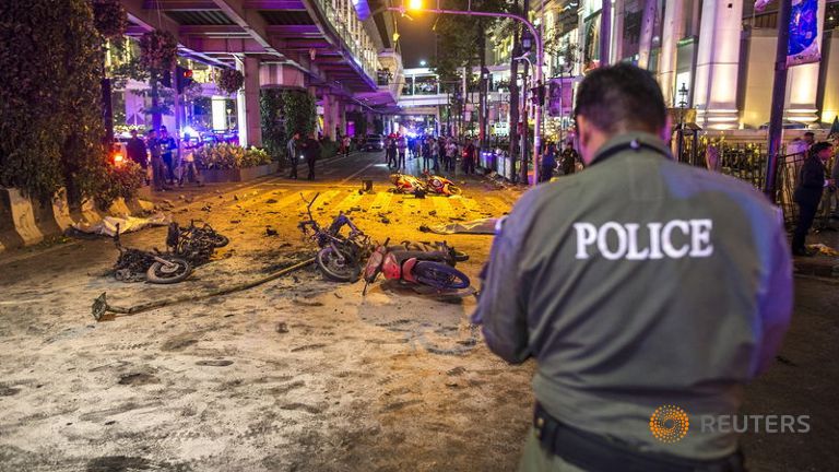 Large explosion rocks central Bangkok intersection at rush hour