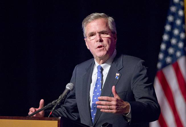 Steve Marcus Former Florida Gov. Jeb Bush speaks during a Clark County Republican Party Lincoln Day Dinner at the Orleans Wednesday May 13 2015