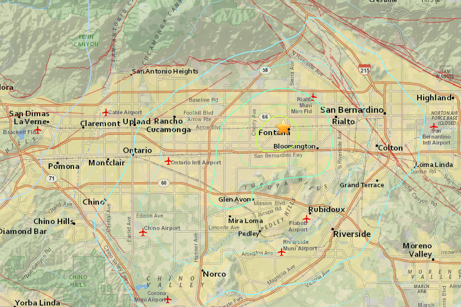 The USGS provided this graphic after a preliminary 4.3-magnitude earthquake hit the Fontana area