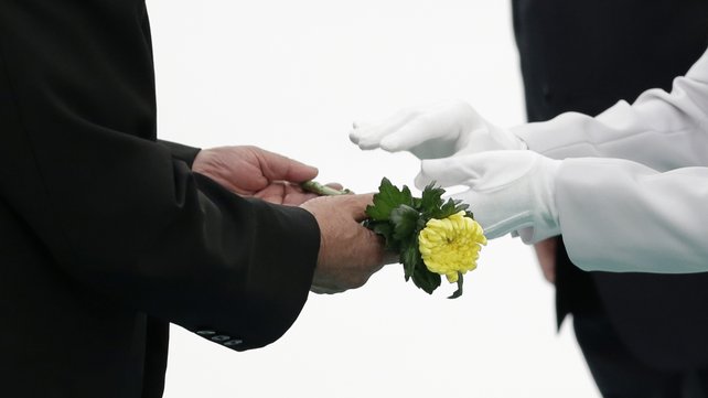 The annual service at Nippon Budokan Hall in Tokyo marked the 70th anniversary of the end of World War II