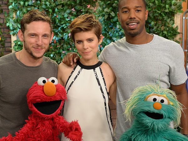 Jamie Bell Kate Mara Michael B. Jordan and Sesame Street characters Elmo and Rosita