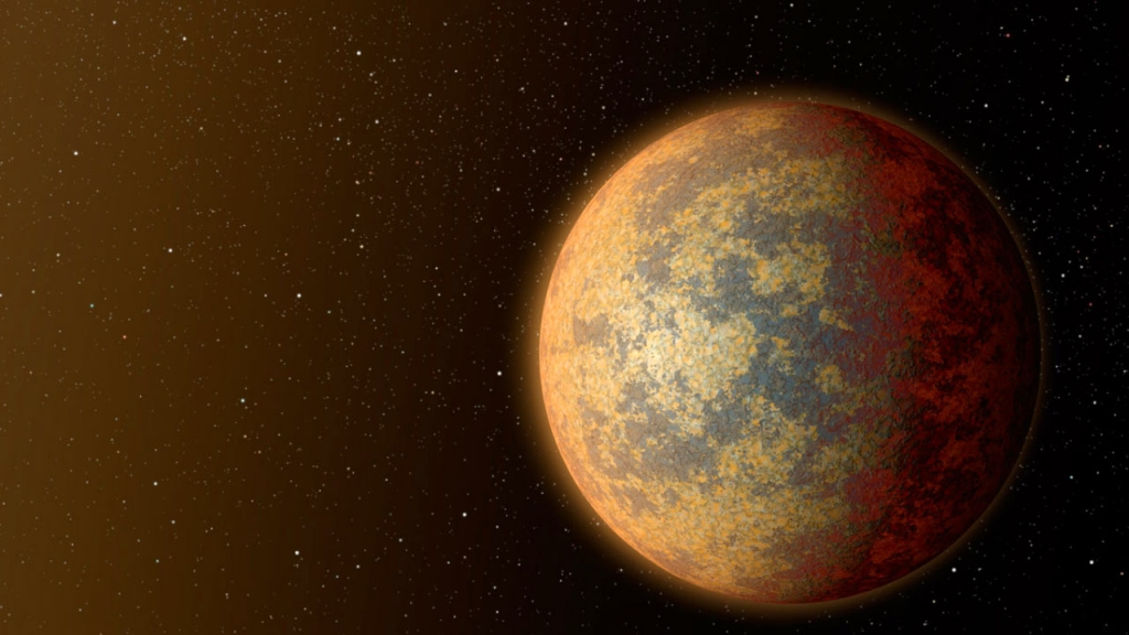 This artist’s impression shows the super Earth exoplanet HD 219134b. Image credit NASA  JPL-Caltech